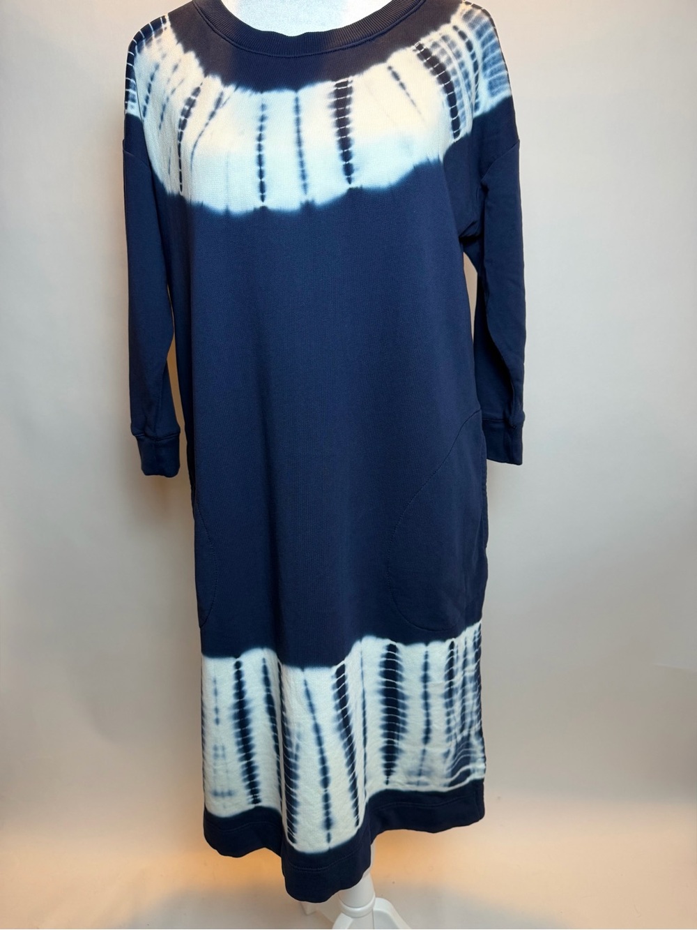 Navy Tie-Dye Yoke & Hem Tunic Dress - Picture 13 of 14